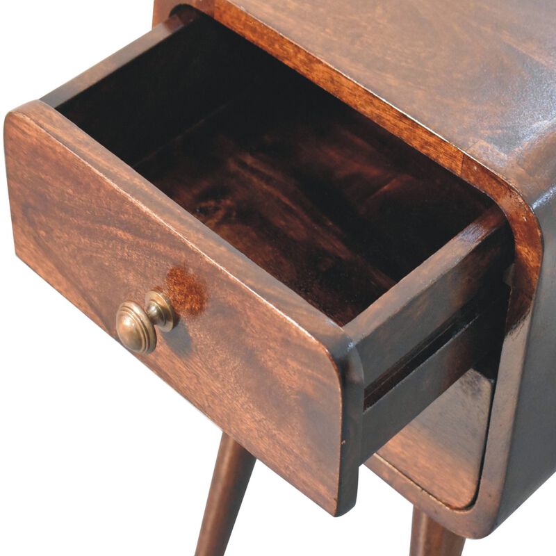 Artisan Furniture Solid Wood Mini California Walnut Curved Bedside