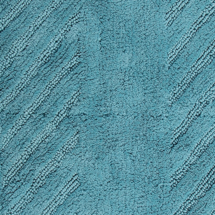 Knightsbridge Diagonal Racetrack 100% Cotton Reversible Bath Rug 20 X 30 Aqua - 20" x 30" --Alias 638115547916442764