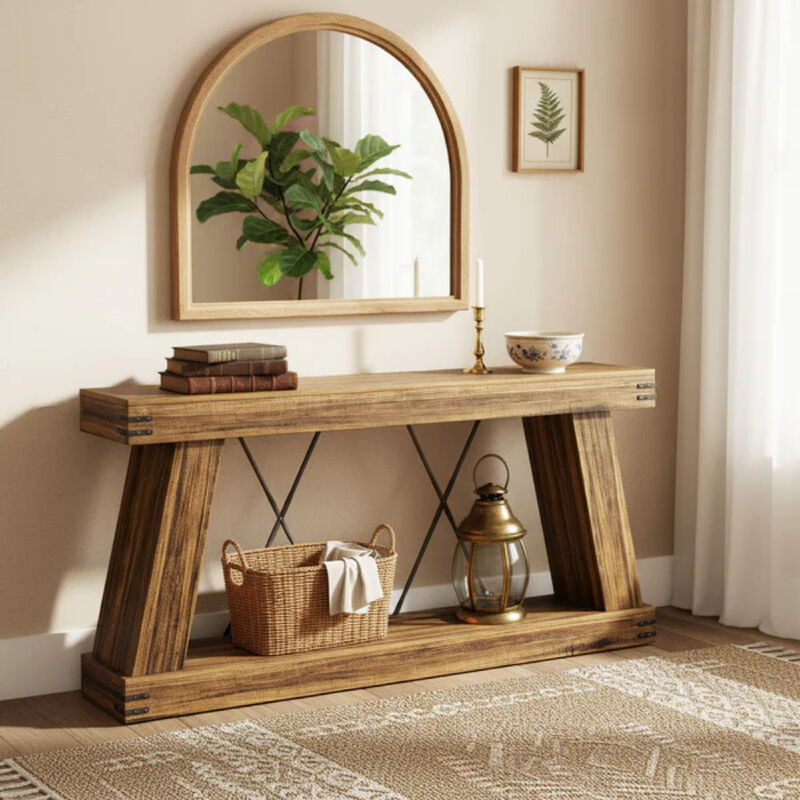 Farmhouse Console Table with Sturdy Base for Entryway or Living Room image number 1