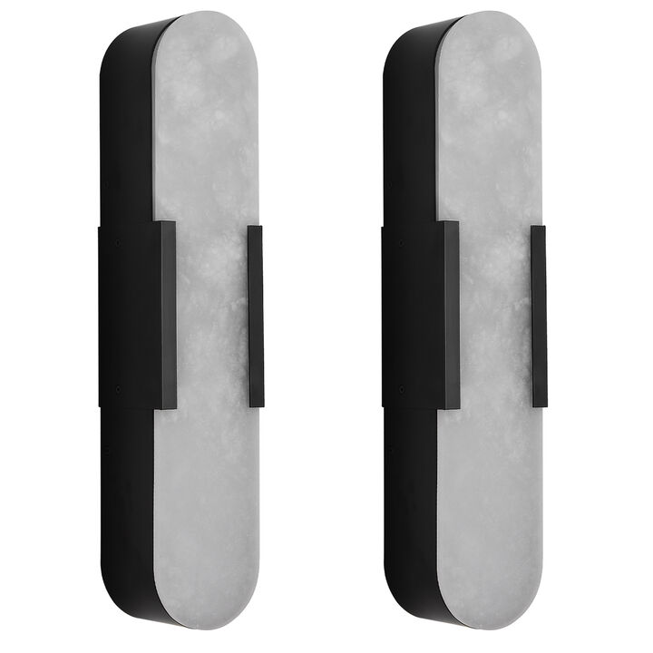 3.5 in. 1-Light LED Wall Sconce with Stone Shade (Set of 2)