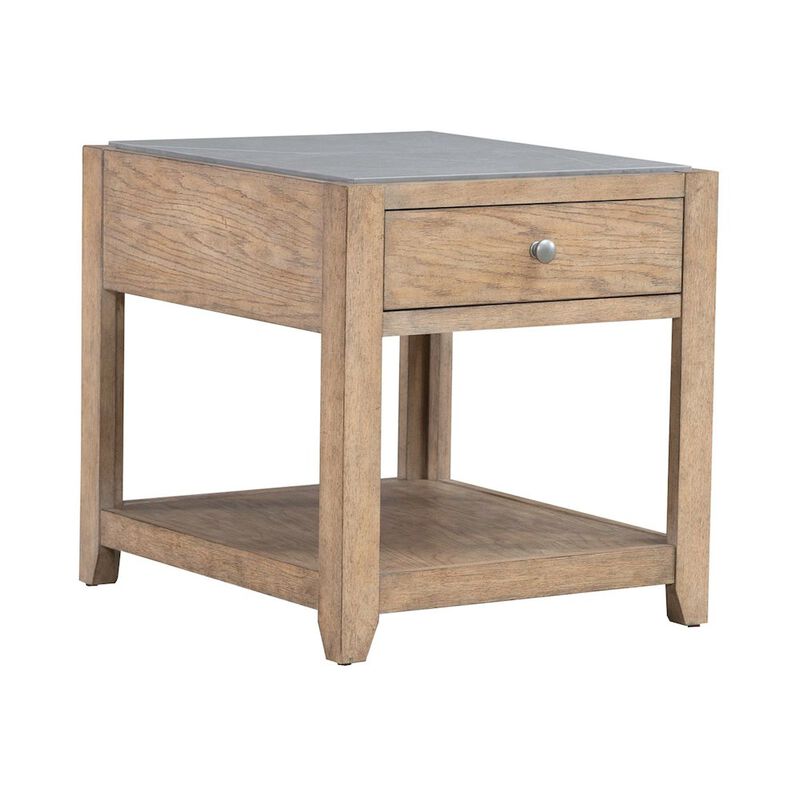 Liberty Furniture Millstone End Table with Unique Tile Top for Living Room - Nutmeg Oak Wood image number 7