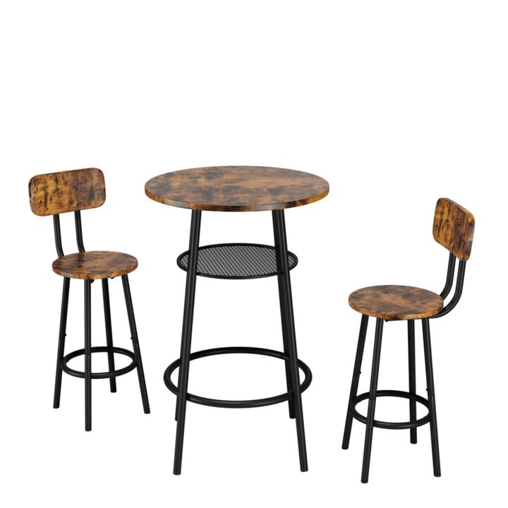 Shroce 3‑Piece Industrial Bar Table Set