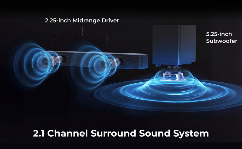 ULTIMEA Poseidon R3T 2.1ch Soundbar with Wireless Subwoofer, App Control, Soundbar for Smart TV, Bluetooth 6.0, HDMI, Optical, 240W Peak Power image number 3
