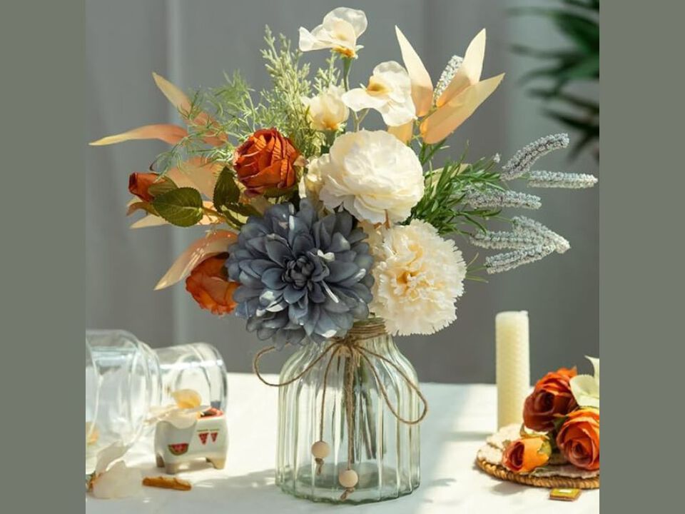 Blue Artificial Dahlia Flowers Vase Filler Flower Aritificial