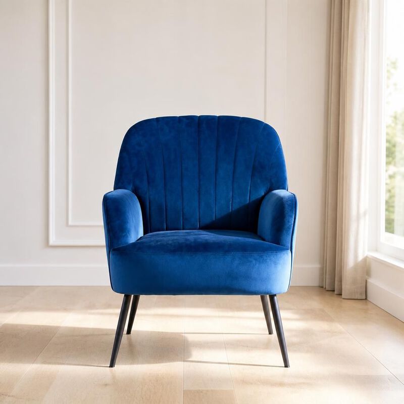 GOODSILO Velvet Upholstered Modern Accent Armchair, Comfortable Single Seating Chair for Living Room Bedroom Office Cafe and Waiting Room image number 3
