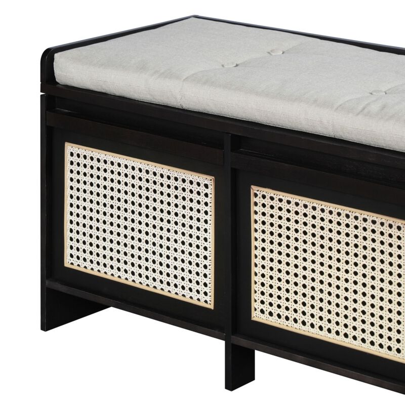 Seckbo Retro Button Tufted Upholstered Storage Bench image number 7