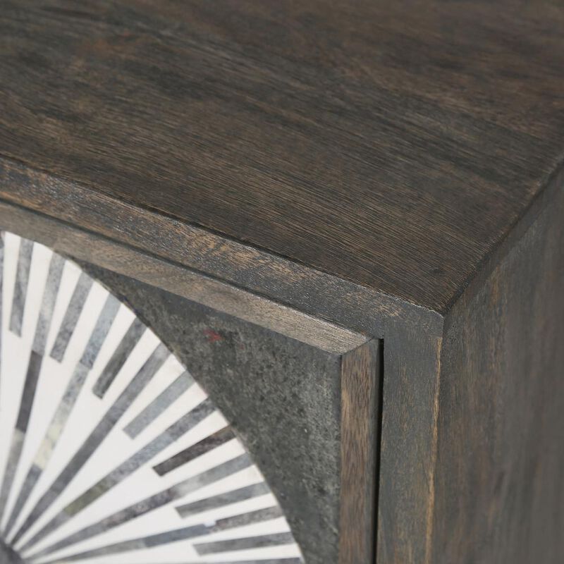 World Interiors Palm Desert Modern Bone Inlay Sideboard in Vintage Gray