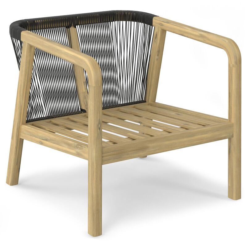 Palmetto SOLID ACACIA WOOD 29 inch Wide Irregular Contemporary Outdoor Conversation Chair (Set of 2) in Stone Grey, Fully Assembled