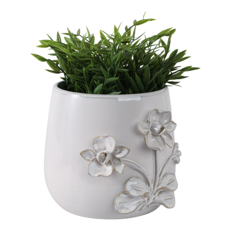 7" Flower Applique Planter image number 1