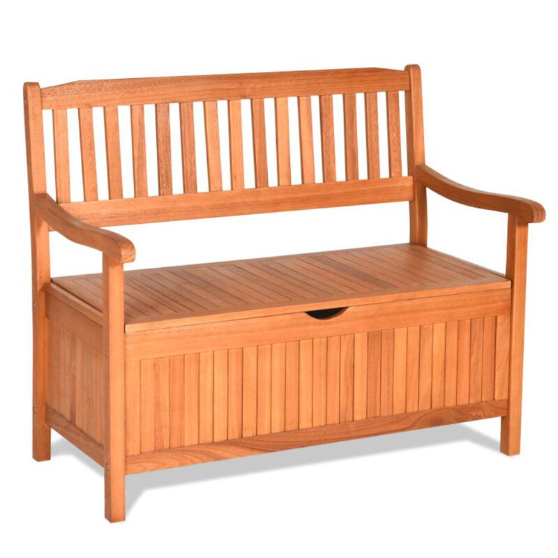 Hivvago 33 Gallon Wooden Storage Bench with Liner for Patio Garden Porch