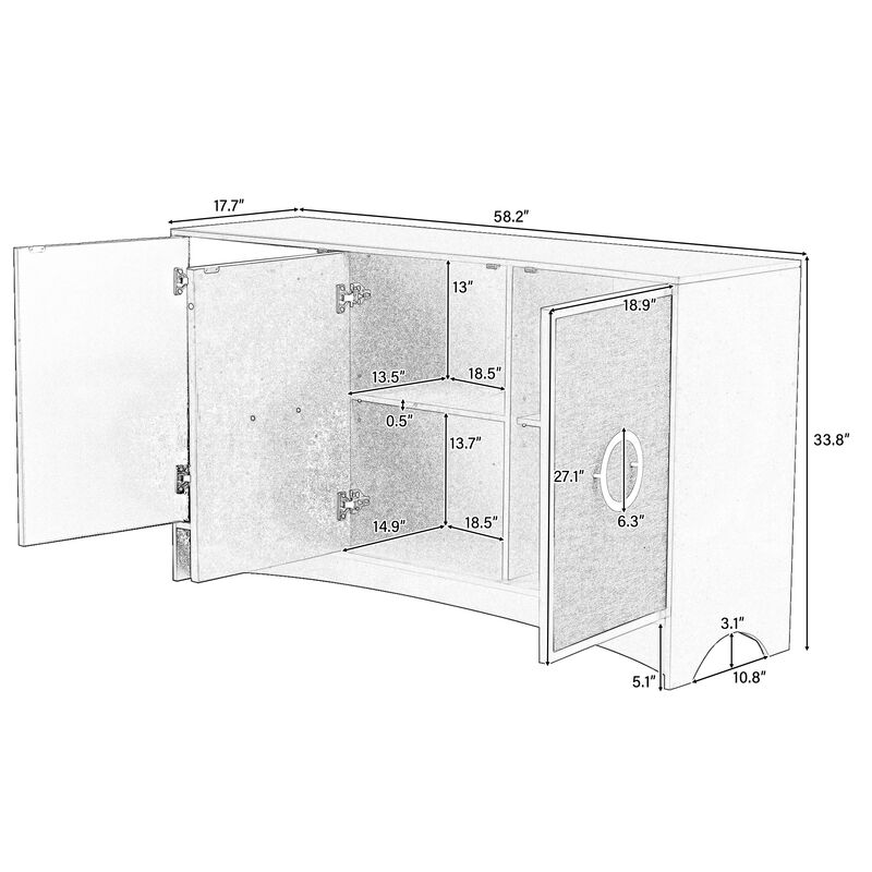 Merax Curved Design Storage Cabinet with Three Doors