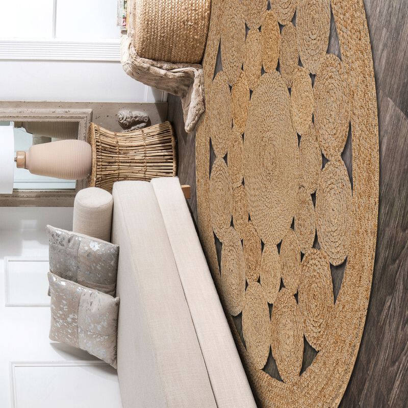 Cassia Round Natural Jute Boho Circle Natural Round Area Rug