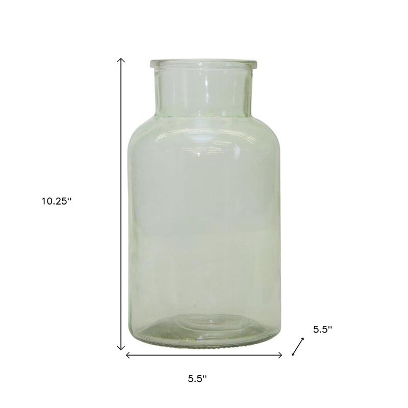 HomeRoots 10" Green Glass Cylindrical Table Vase image number 3