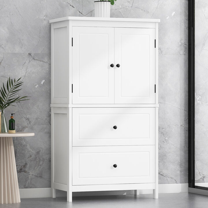 Whisen Bathroom Storage Cabinet, Cabinet with Double Doors, Drawers and Adjustable Shelf