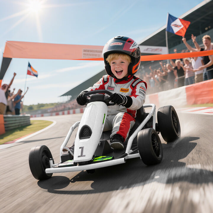 BreeBe 24V Electric Go Kart for Kids, Drift Ride-On Racing Go Kart with 2 Speeds