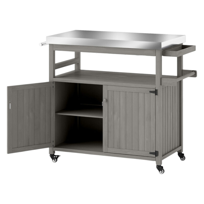 Outdoor Grill Cart &ndash; Rolling BBQ Table with Storage Shelf for Patio or Backyard image number 0