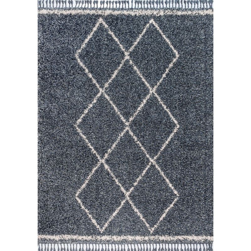 Beautiful Mercer Shag Plush Tassel Moroccan Tribal Geometric Trellis Area Rug
