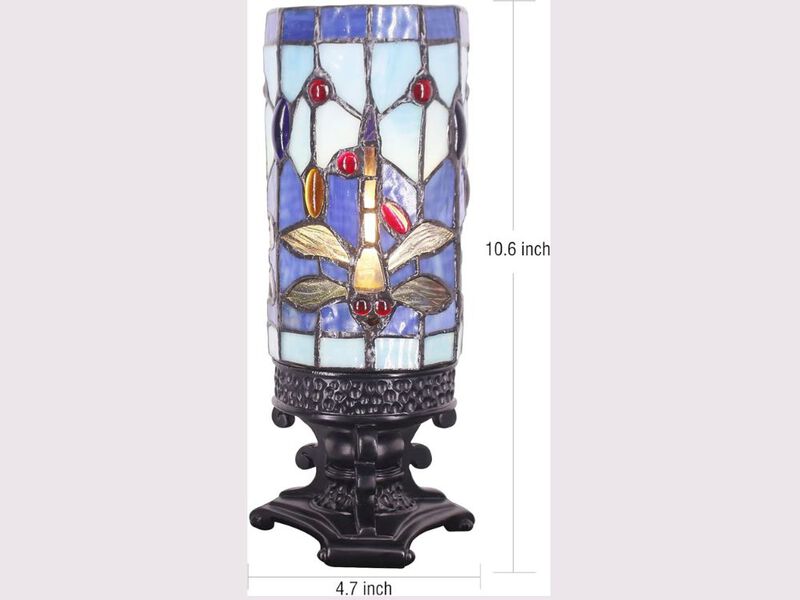 Tiffany Style Owl Table Lamp with Stained Glass and Tree Trunk Base image number 2
