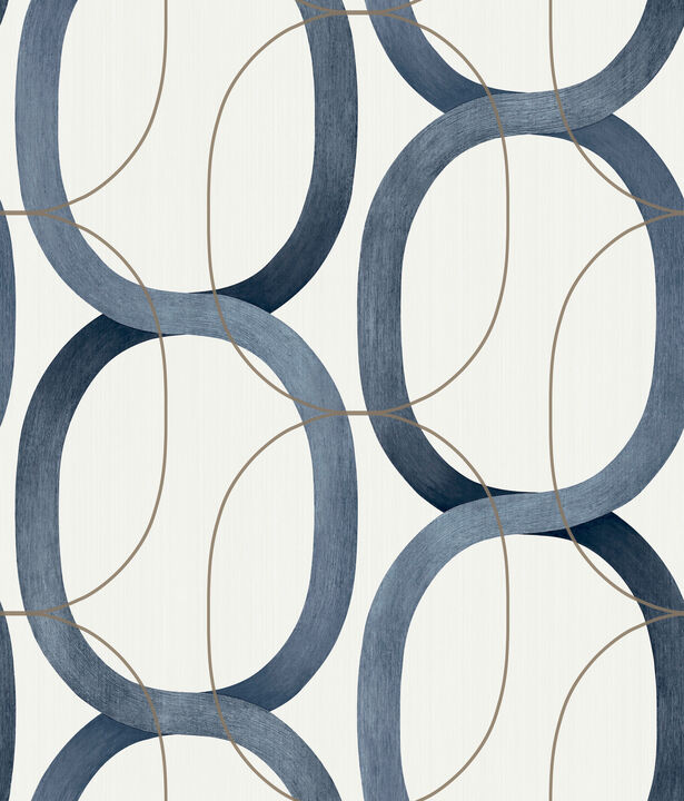 Interlock Navy Wallpaper
