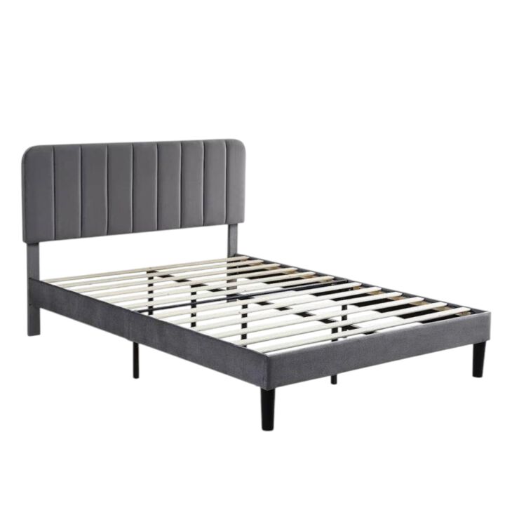 Hivvago Queen size Upholstered Platform Bed Frame with Headboard