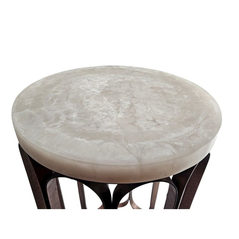 Carolina Chair & Table Luminous Glow Marble Top and Base Side Table - Antique Copper