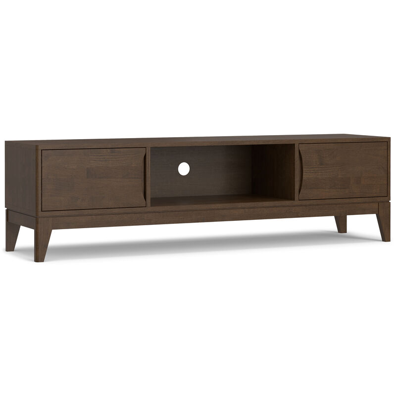 Harper SOLID HARDWOOD 72 inch Wide Mid Century Modern TV Media Stand in Walnut Brown For TVs up to 80 inches