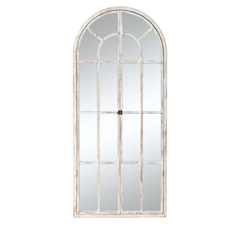 HomeRoots 71" White Solid Wood Arch Framed Full Length Mirror image number 2