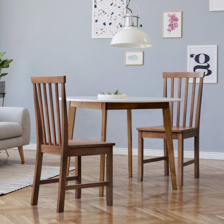 Hivvago Set of 2 Solid Wood Armless Mission Style Dining Chairs in Walnut Brown Finish