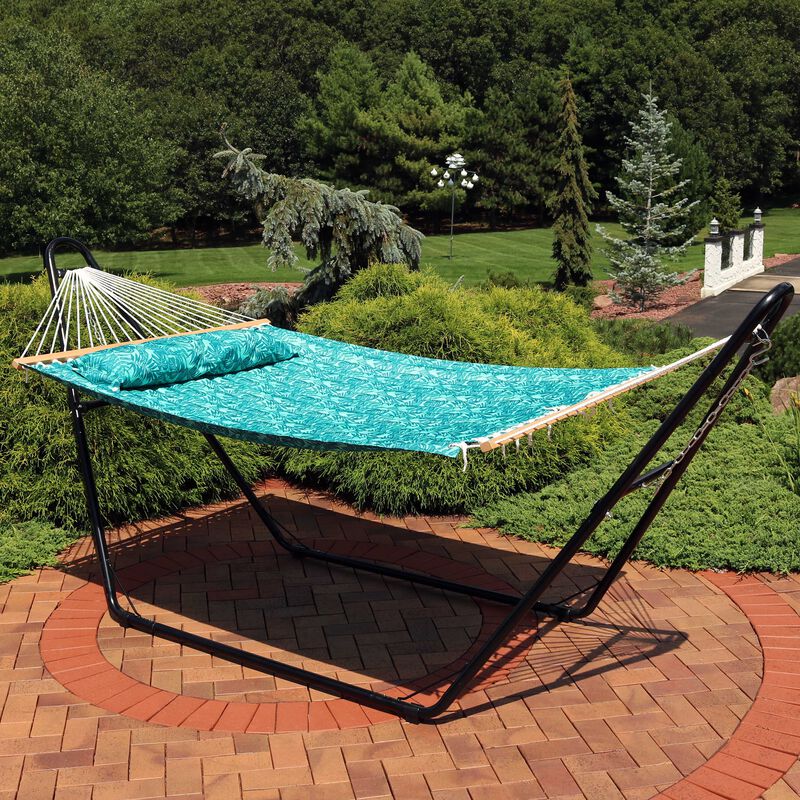 Sunnydaze Large Quilted Hammock with Spreader Bar and Pillow