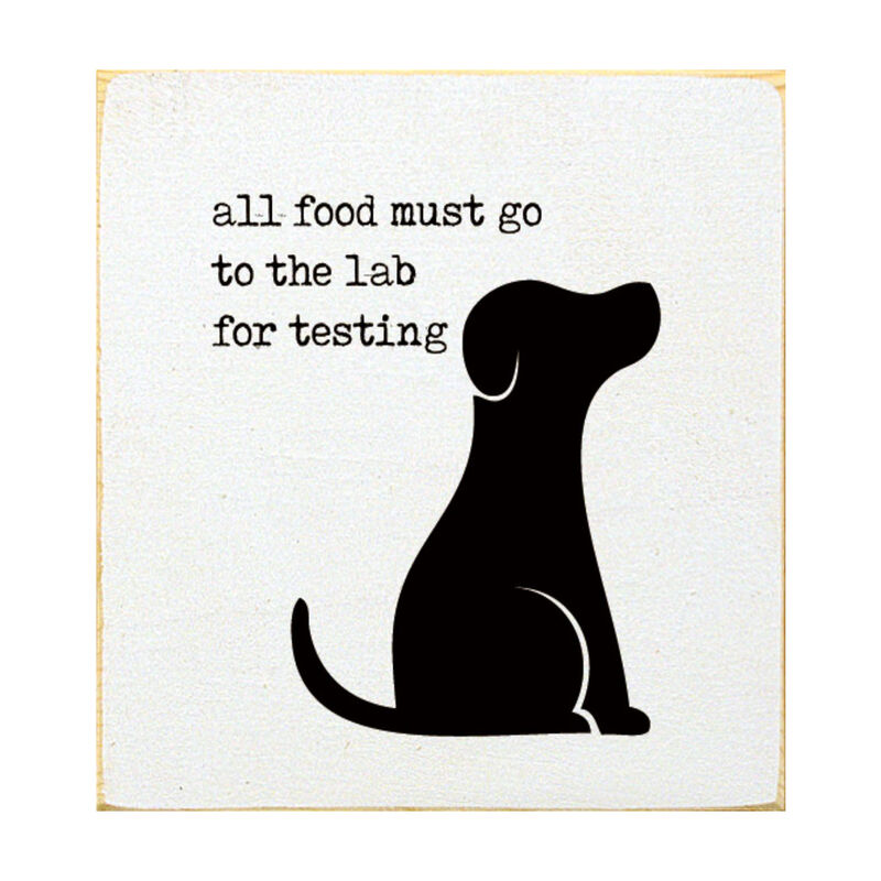 Pet Lover Wood Wall Sign All Food Must Go To The Lab For Testing Solid Pine Decor image number 0