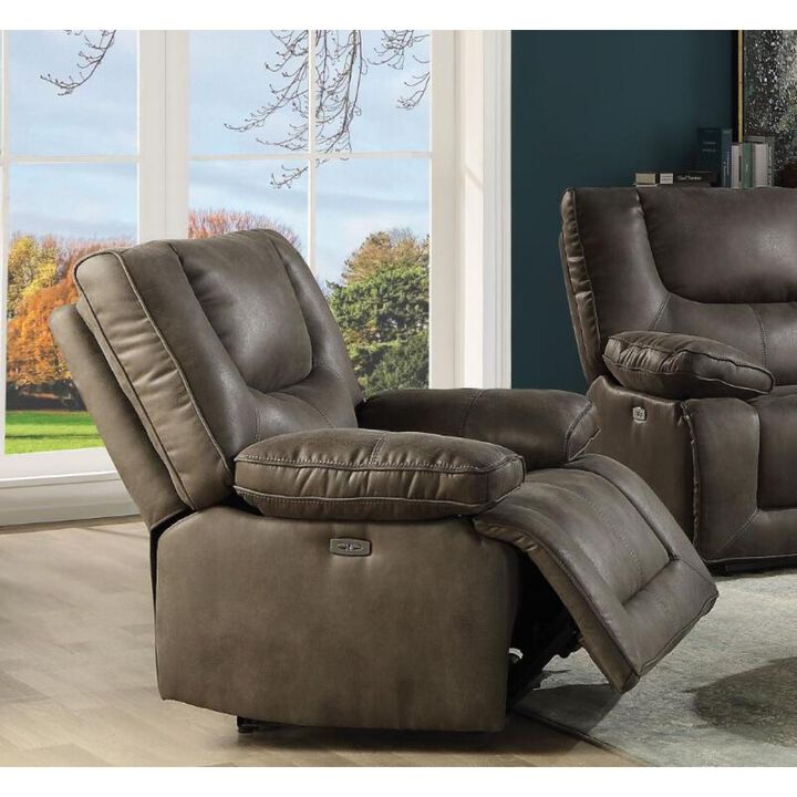 Harumi Recliner (Power Motion), Gray Leather-Aire