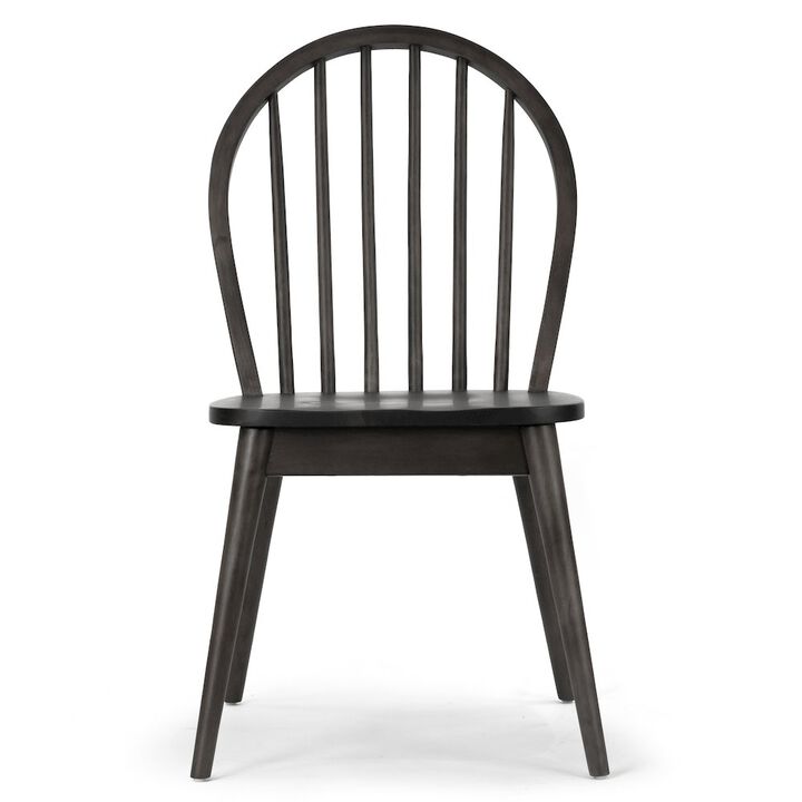 Glamour Home Set of 2 Astra Black Solid Wood Chair with Windsor Back