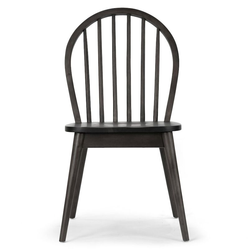 Glamour Home Set of 2 Astra Black Solid Wood Chair with Windsor Back
