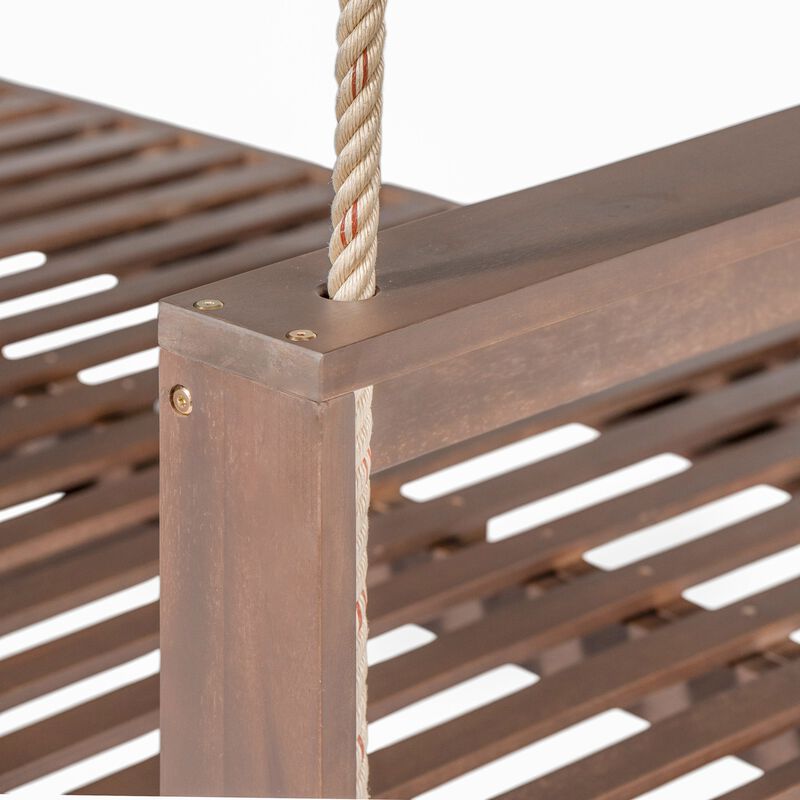 Hivvago Wooden Twin Porch Swing Daybed Frame with Rope Support image number 9