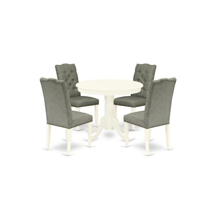 East West Furniture Dining Room Set Linen White