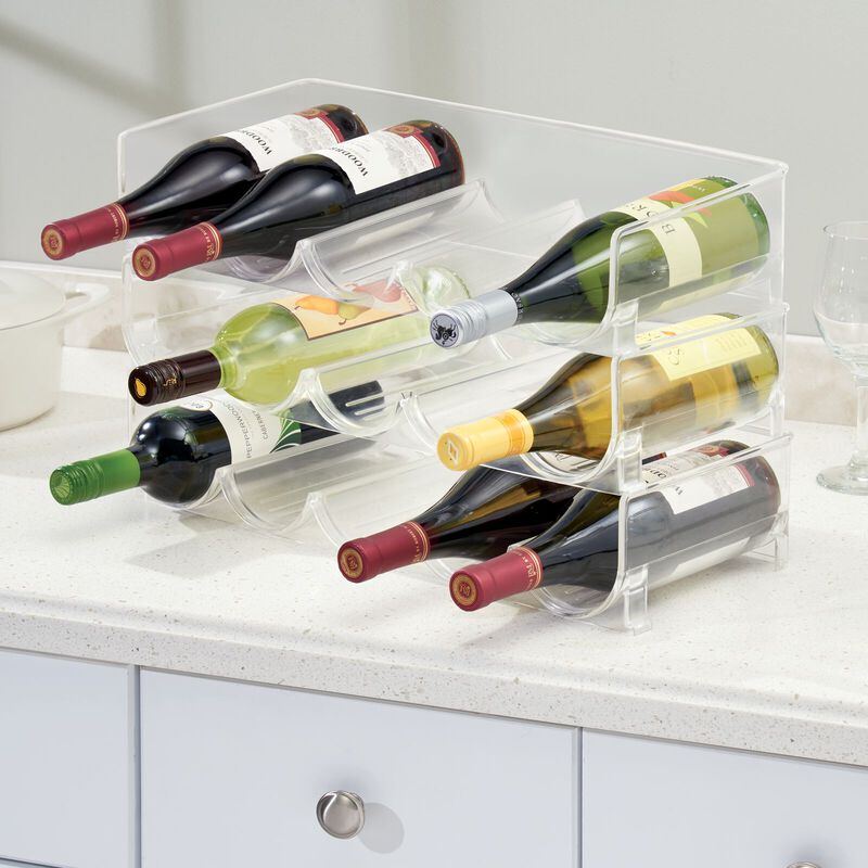 mDesign Water Bottle / Wine Rack Storage Organizer, 20 Bottles, 4 Pack - Clear image number 9