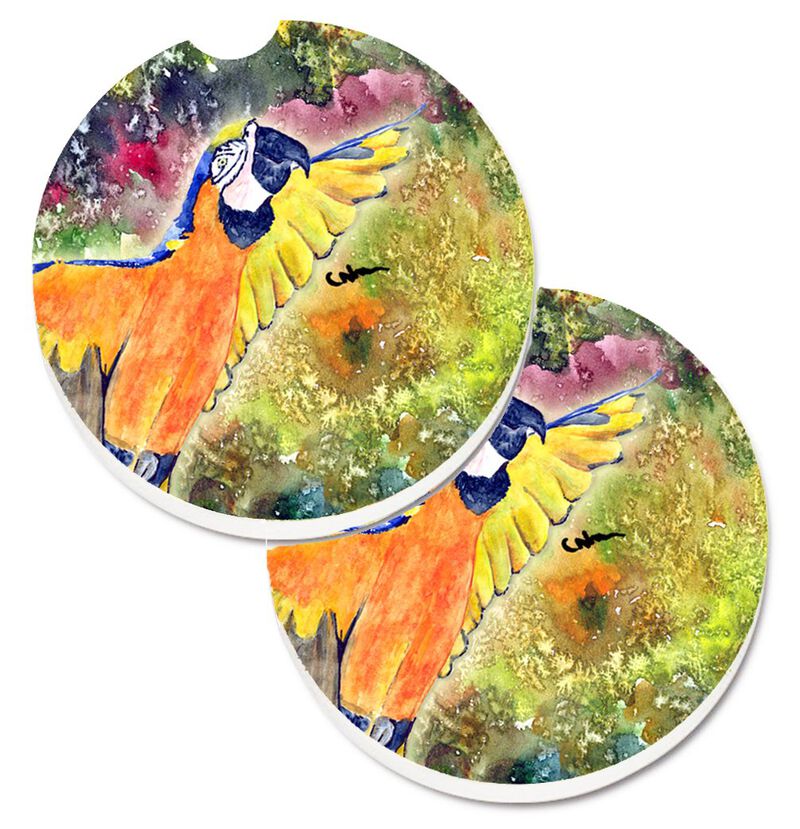 Caroline's Treasures Parrot Head Set of 2 Cup Holder Car Coasters 8602CARC, 2.56, Multicolor