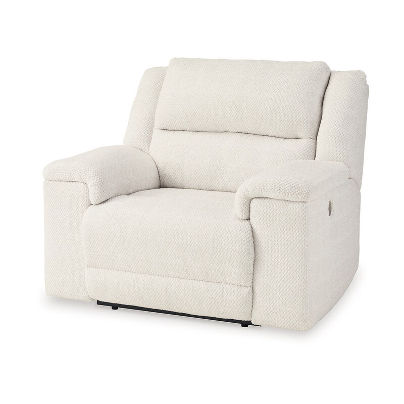 Dino Power Recliner Chair USB Ports and Block Arms, White Polyester - Benzara