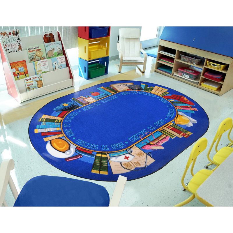 Joy Carpets Kid Essentials Read to Succeed 10'9 x 13'2 Oval Area Rug in Color Multi