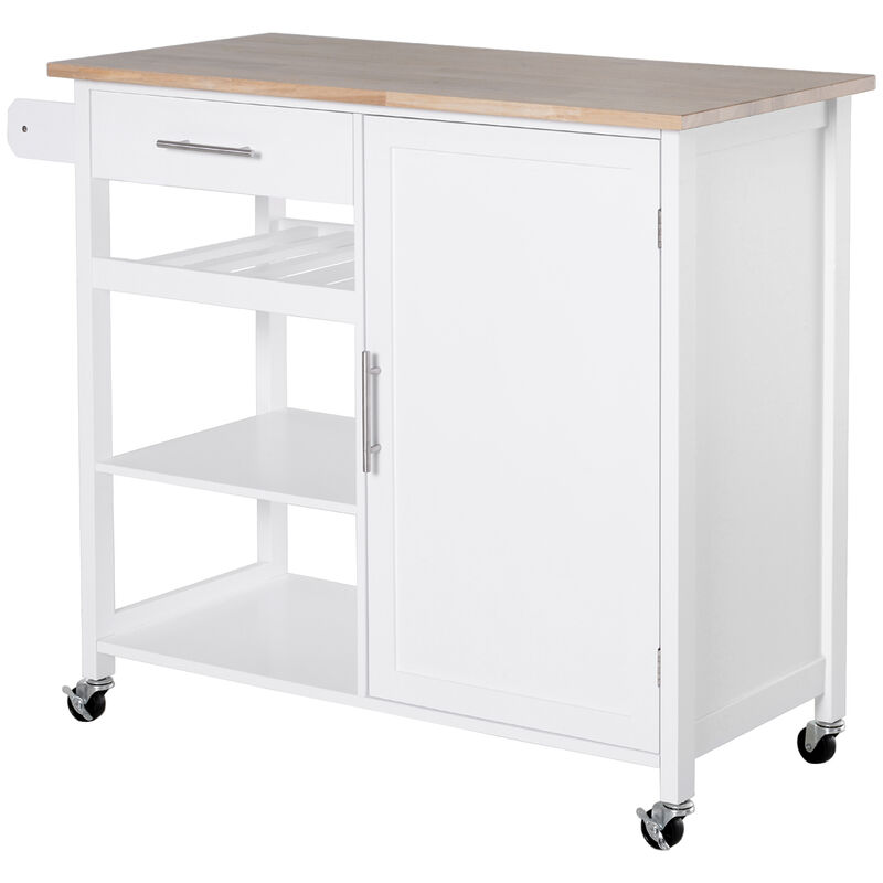 Kitchen Trolley Wheeled Cart Wheeled Storage Island Rolling with Drawer and Open