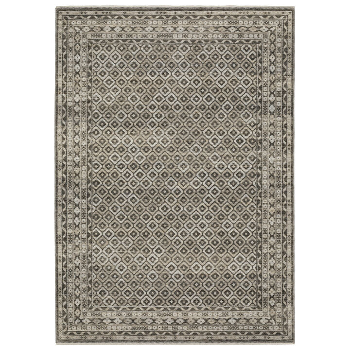 HomeRoots Diamond Area Rug With Fringe