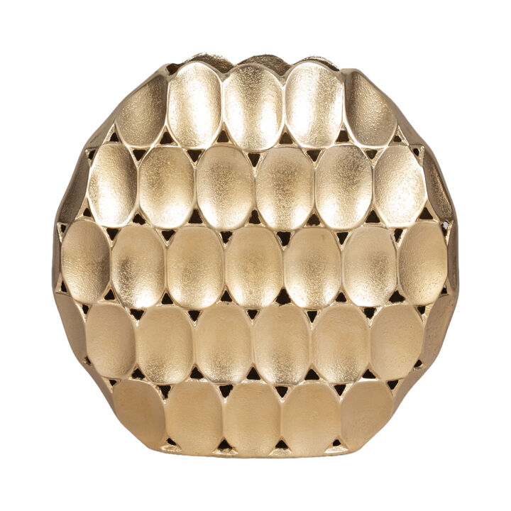 Metal 13" Oval Vase, Champagne