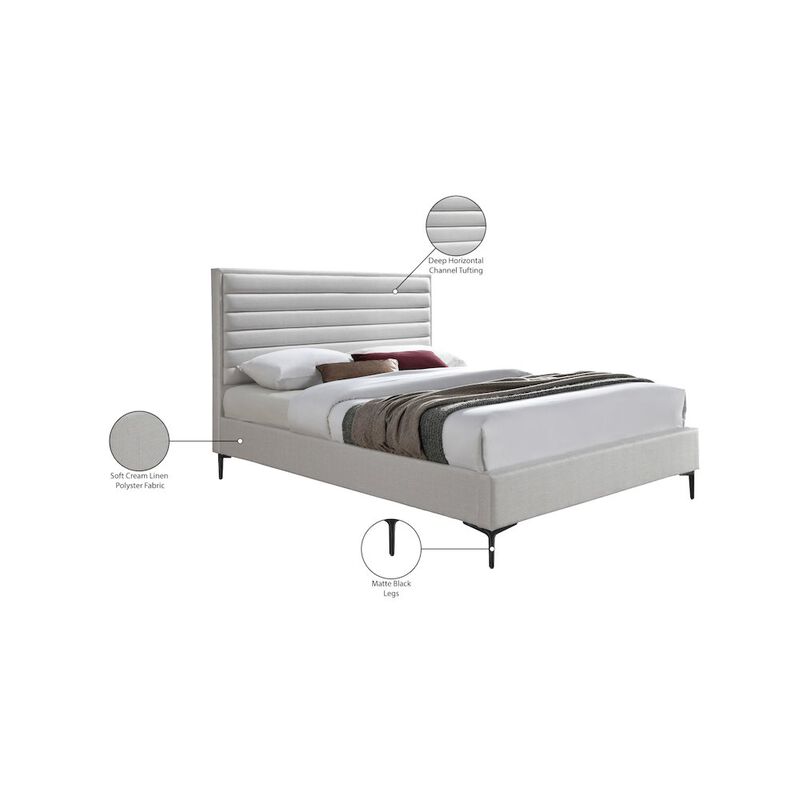 Meridian Furniture Hunter Cream Linen Textured Full Bed