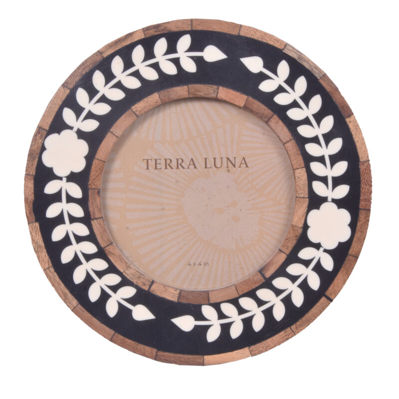 4x4" Round Wood & Resin Inlay Frame, Black/brown image number 0