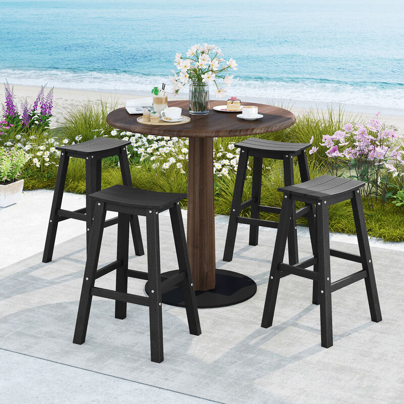 HDPE Armless Patio Bar Stools Set – Saddle Seat Outdoor Counter Chairs
