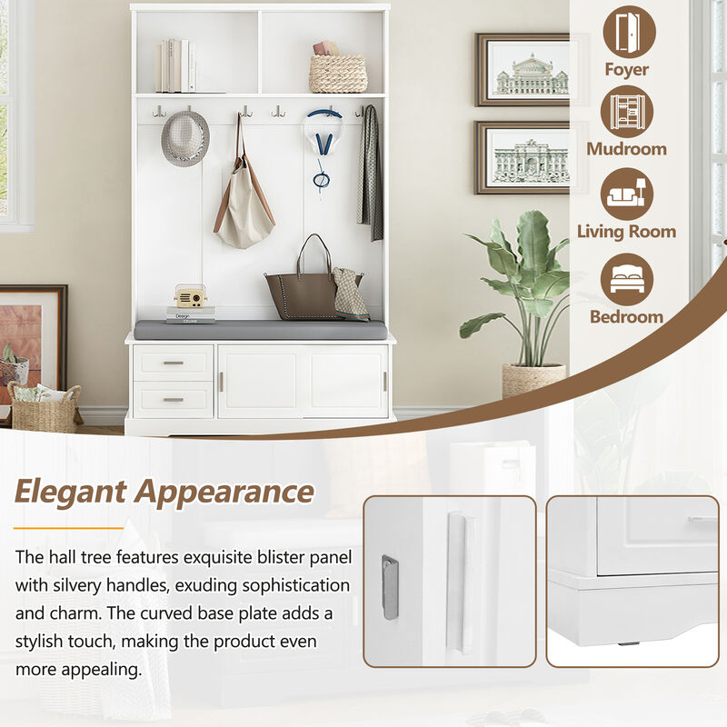 Merax Versatile Coat Rack Hall Tree with Sliding Doors