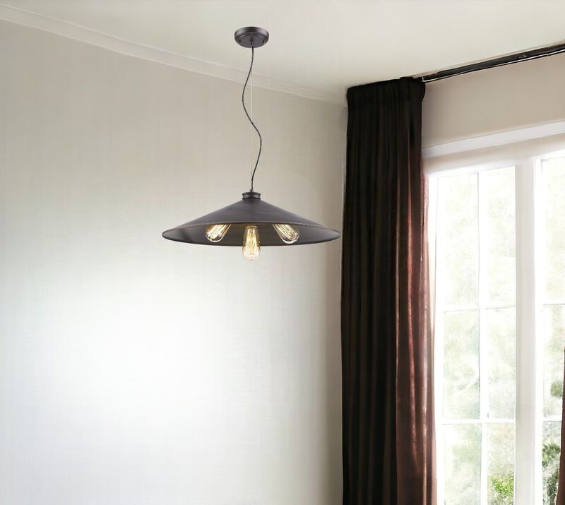 Hivvago Alcove 4-Light Oil-Rubbed Bronze Pendant With Raw Brass Interior Shade