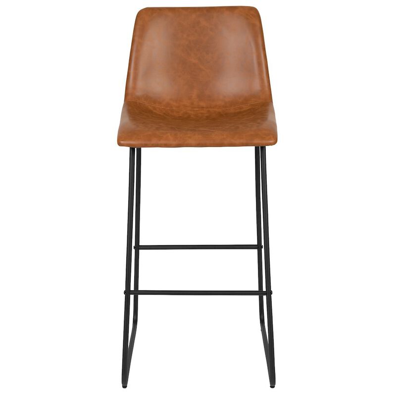 Flash Furniture 30 Inch LeatherSoft Bar Height Barstools in Light Brown, Set of 2 image number 8