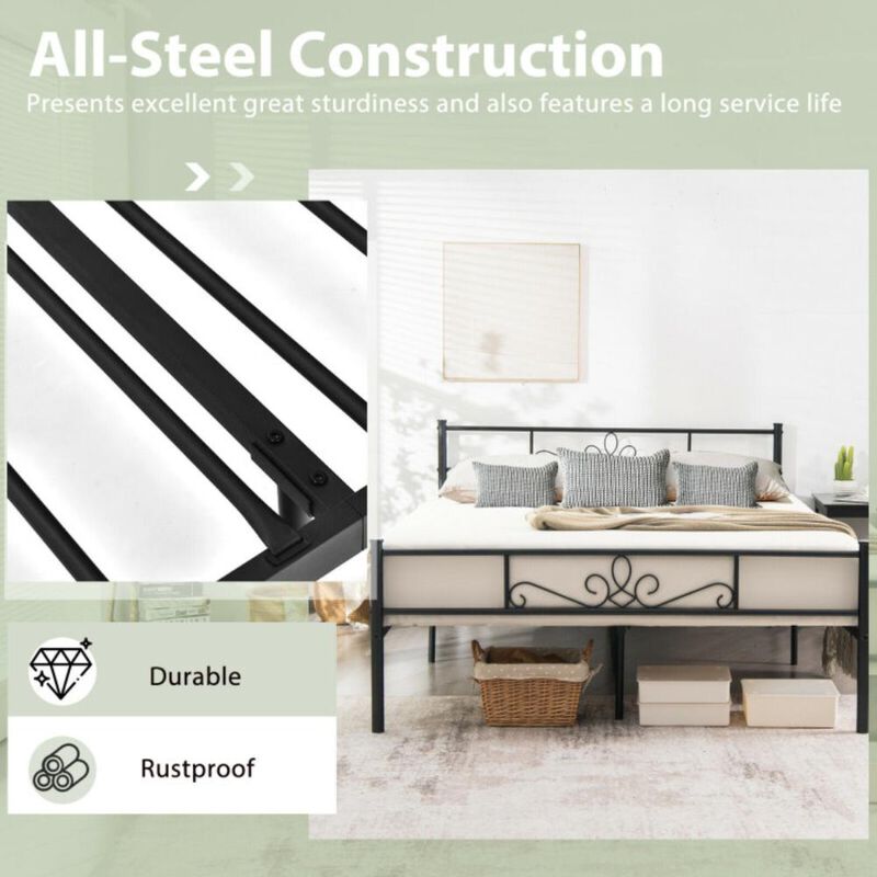 Hivvago Queen Size Metal Bed Frame with Headboard and Footboard