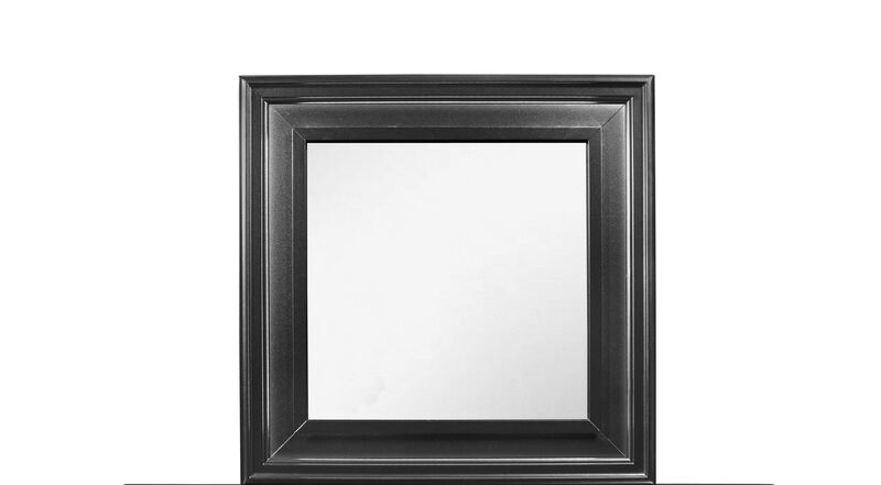 HomeRoots 38" Gray Square Wood Framed Accent Mirror image number 0